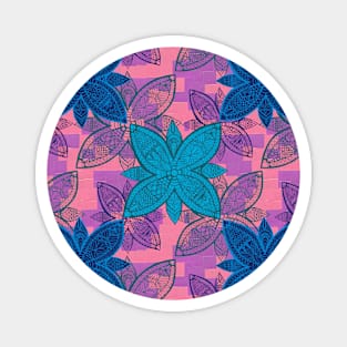 Flower Mandala Blue and Pink Magnet